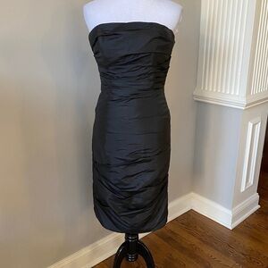 WTOO by Watters & Watters Black Ruched Strapless Wedding Cocktail Dress Size4